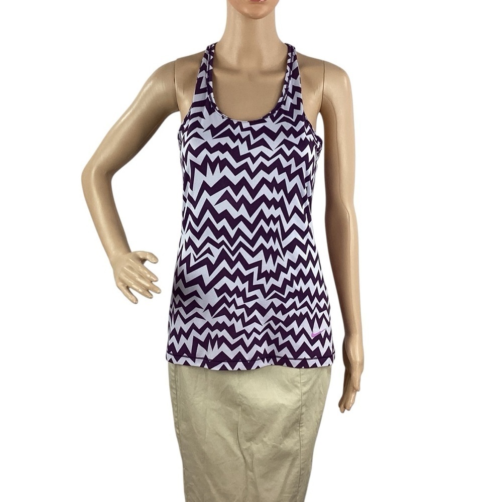 Nike Dri-FIT Purple White Chevron Racerback Tank Top Size M